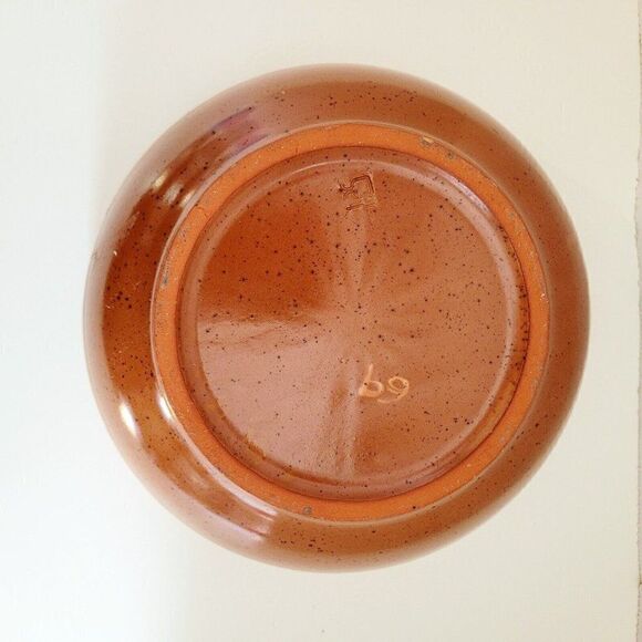 Terra Cotta Serving Bowl Hand Painted Floral Glazed Food Safe Stoneware 8" - Picture 6 of 9